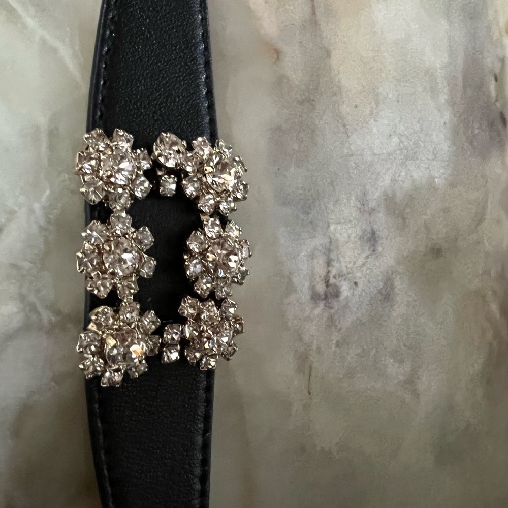 Black leather w crystal